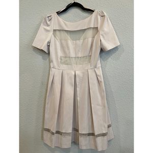 NWT Axara Paris Pleated Nude Dress Sheer Panels Size 10 a997